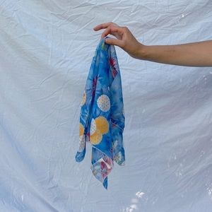 SOLD Vintage 70s Funky Floral Cotton Square Hair Scarf